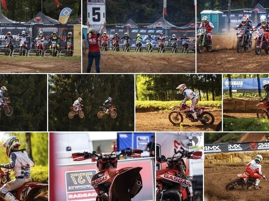 Course de motocross, départs et sauts
